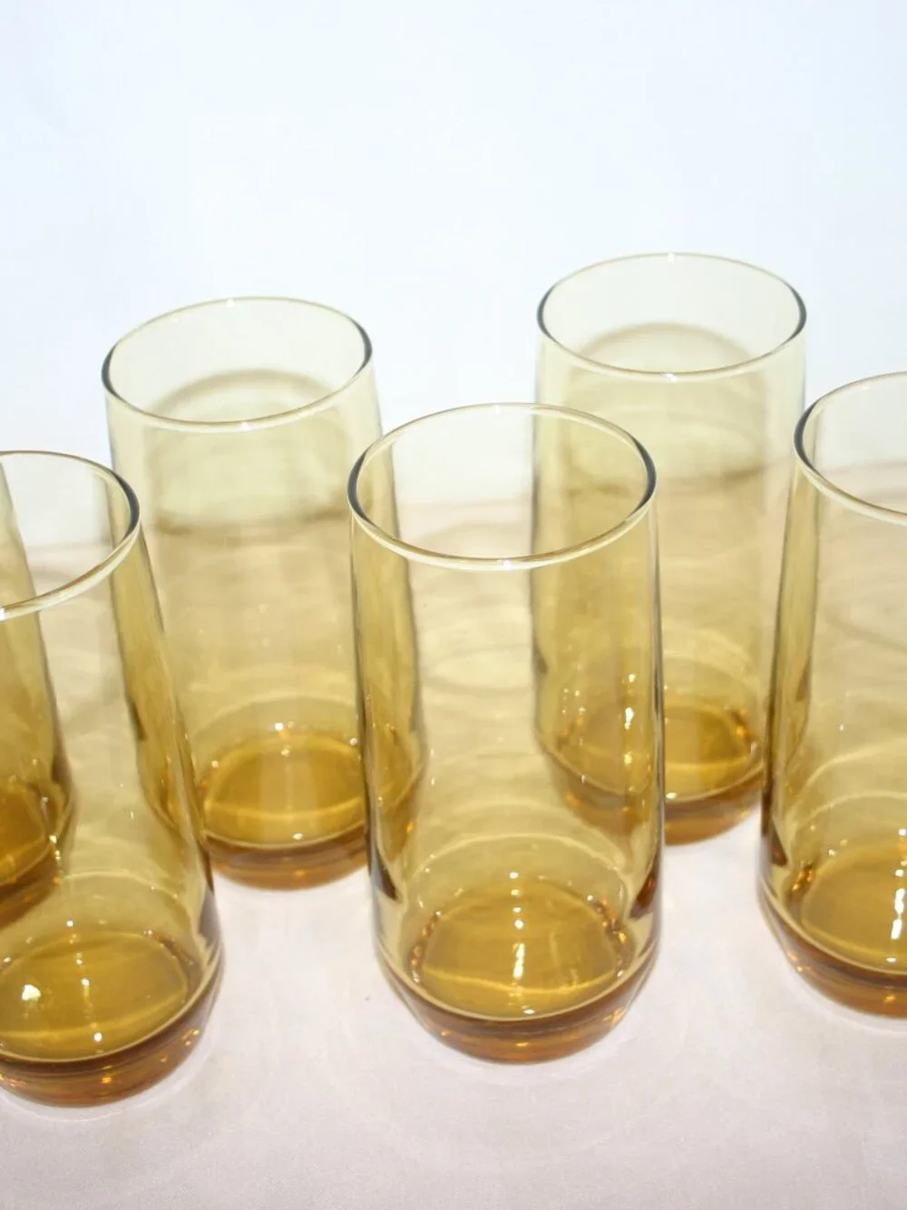VTG Newport Anchor Hocking 7 PC Amber Gold Ice Tea Set B-3232